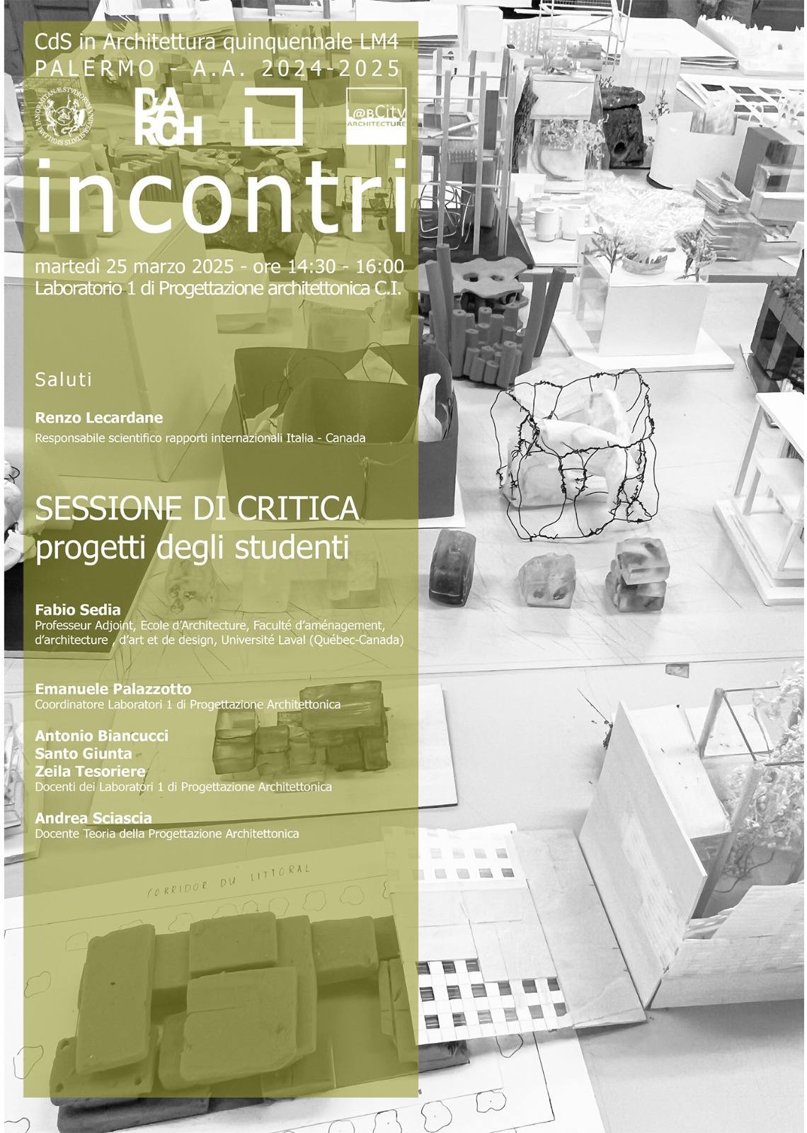 Sessione di critica — progetti degli studenti · Affiche officielle.